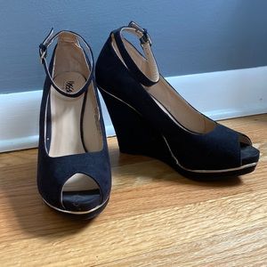 MOSSIMO Black Suede Wedge Heel